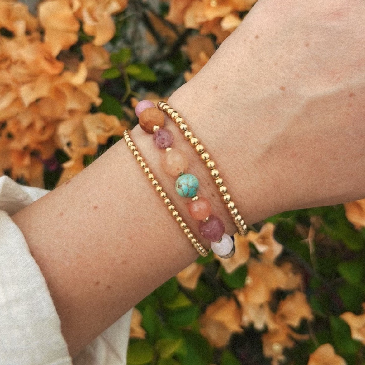 Gold 4mm Stretch Bead Bracelet
