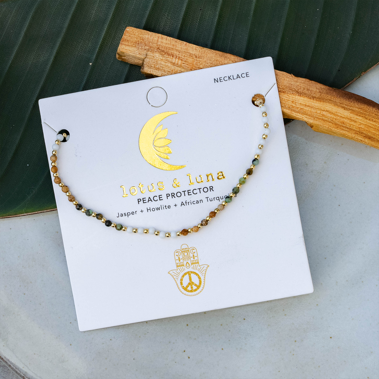 Peace Protector 2mm Metal Accent Healing Necklace