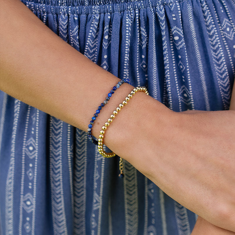 Gold 4mm Stretch Bead Bracelet