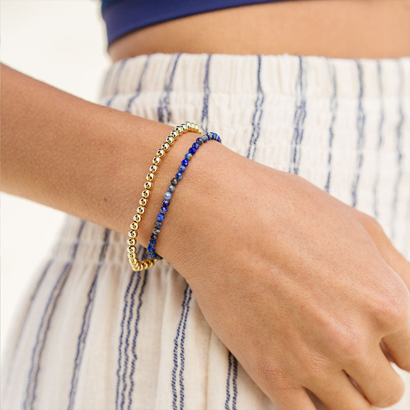 Gold 4mm Stretch Bead Bracelet