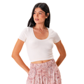 Cream Cropped Yin Scoop Neck Top