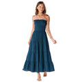Deep Teal Cotton Mai Tai Strapless Maxi Dress