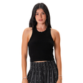Black Cropped Rio Racerback Ribbed Tank