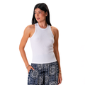 White Full Length Rio Racerback Ribbed Tank