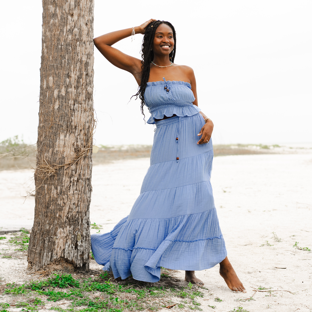 Denim Blue Shipwrecked Maxi Skirt