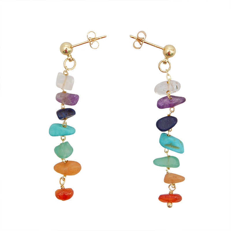 7 Chakras Raw Stone Earrings