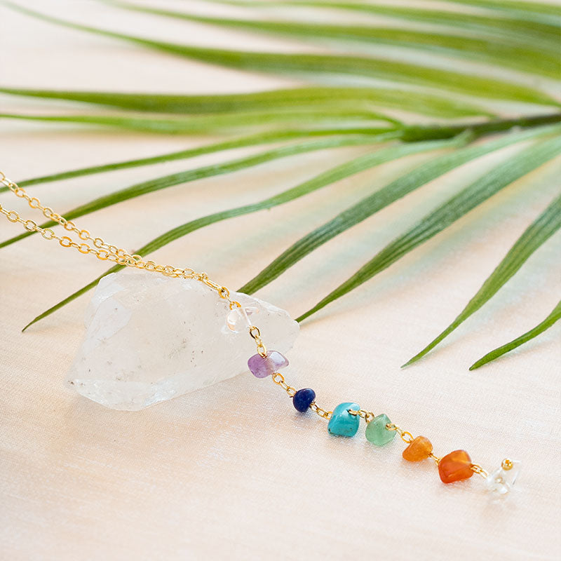 7 Chakras Raw Stone Healing Necklace