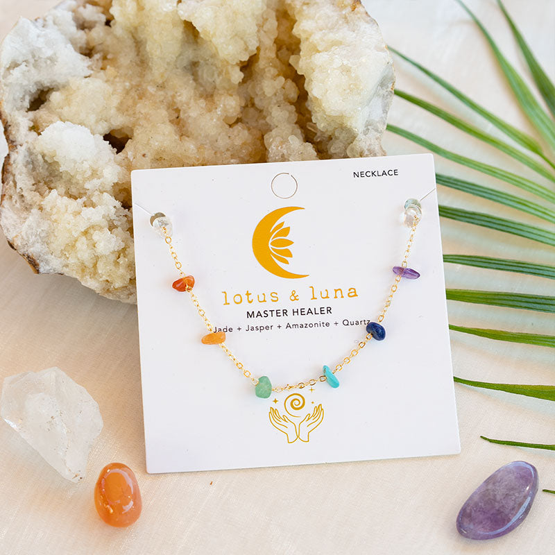 7 Chakras Raw Stone Chain Necklace