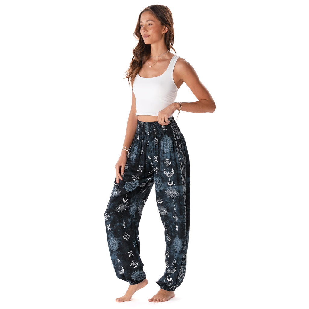 Midnight Lotus Moon Harem Pants