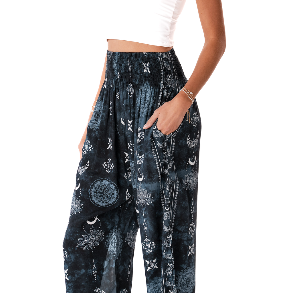 Midnight Lotus Moon Harem Pants