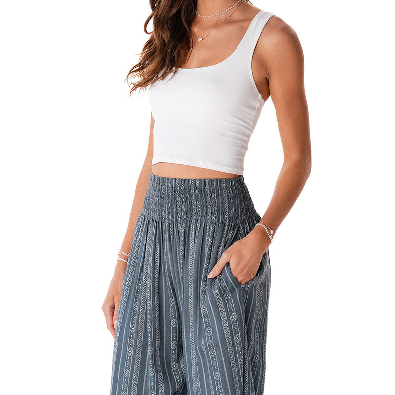Charcoal Grey Tribal Stripe Harem Pants