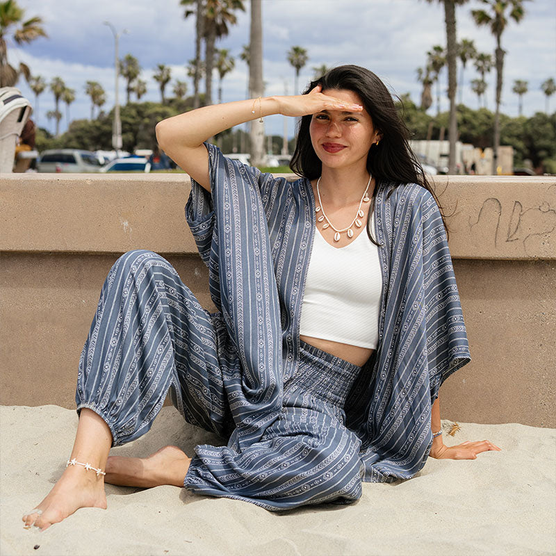 Charcoal Grey Tribal Stripe Harem Pants