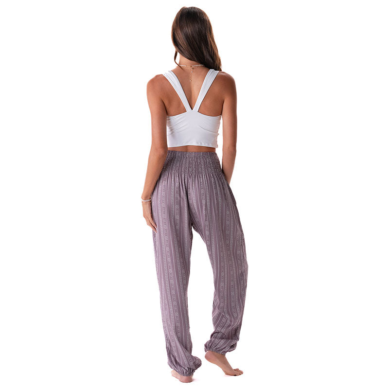 Mauve Tribal Stripe Harem Pants