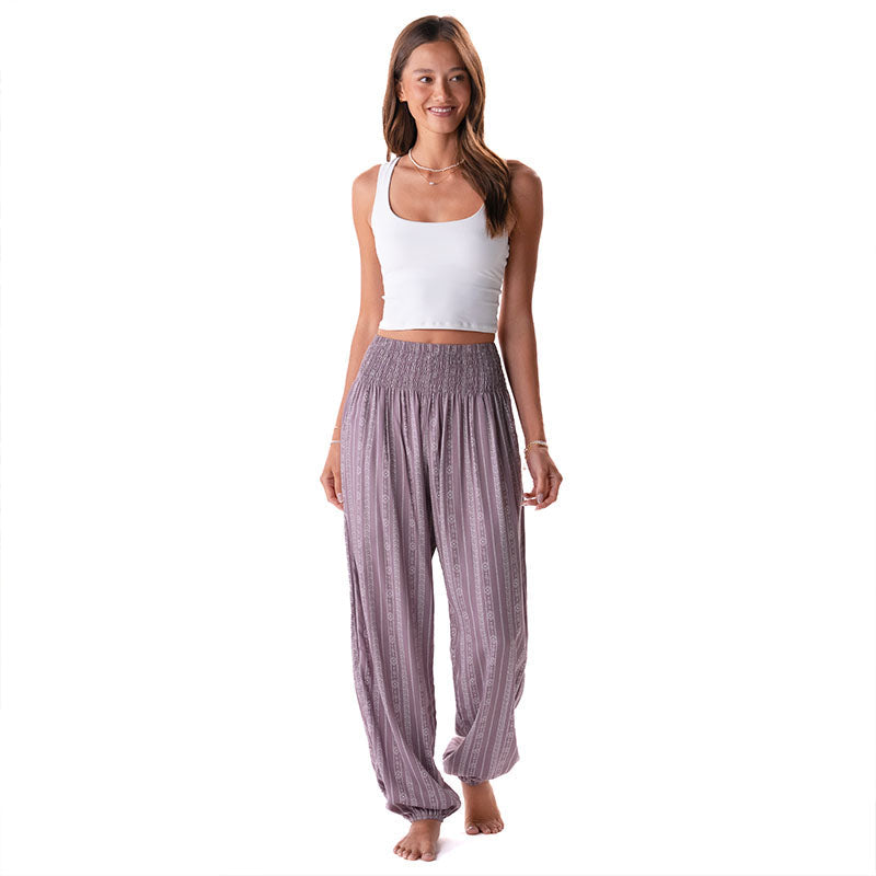 Mauve Tribal Stripe Harem Pants