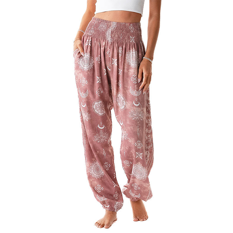 Dusty Rose Lotus Moon Harem Pants