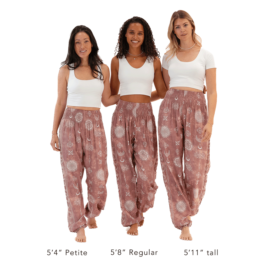 Dusty Rose Lotus Moon Harem Pants