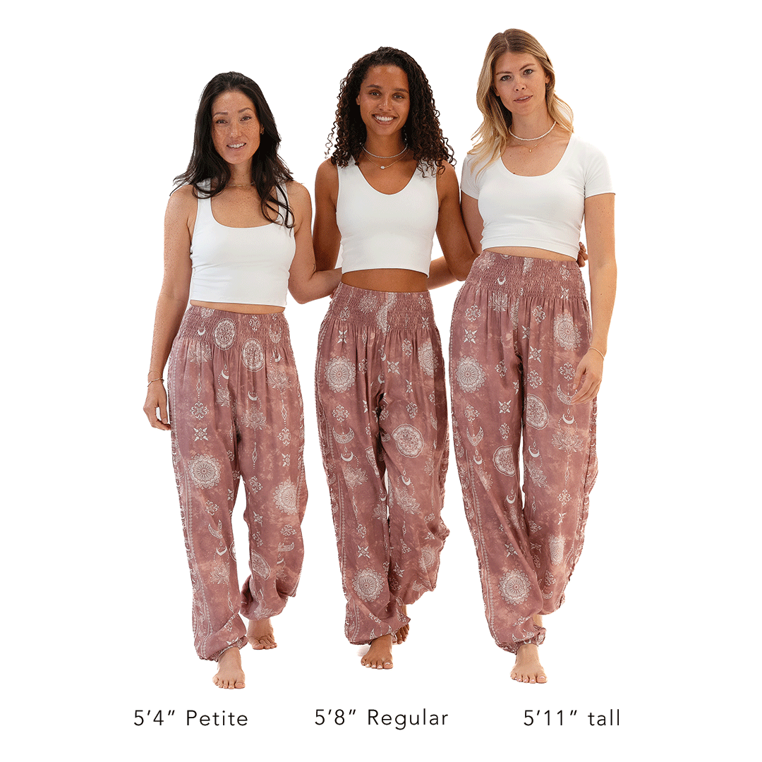 Dusty Rose Lotus Moon Harem Pants