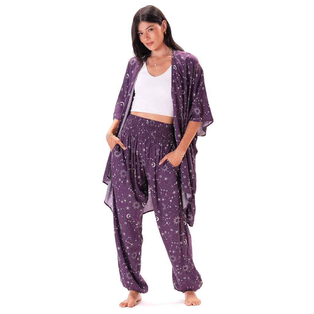 Plum Starry Night Harem Pants
