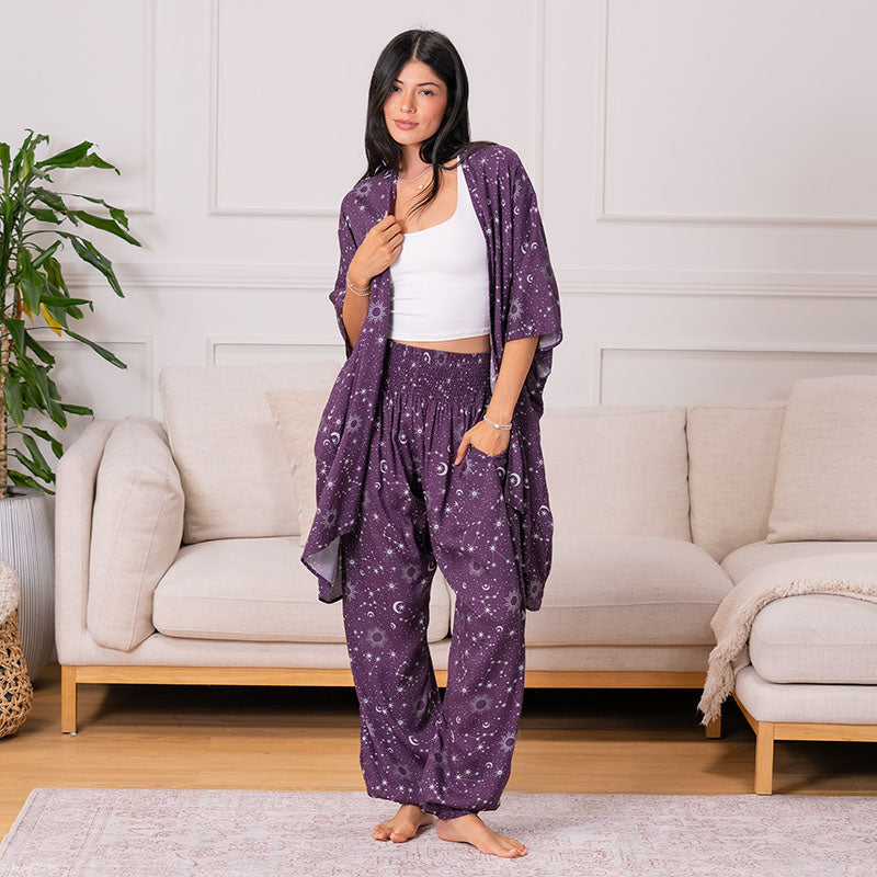 Plum Starry Night Harem Pants