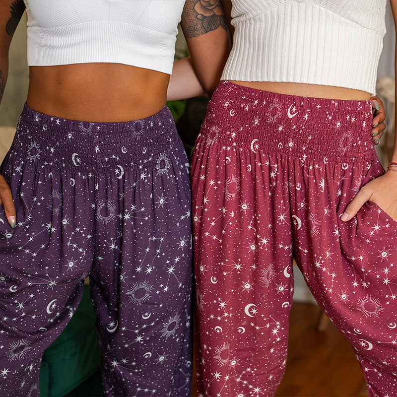 Plum Starry Night Harem Pants