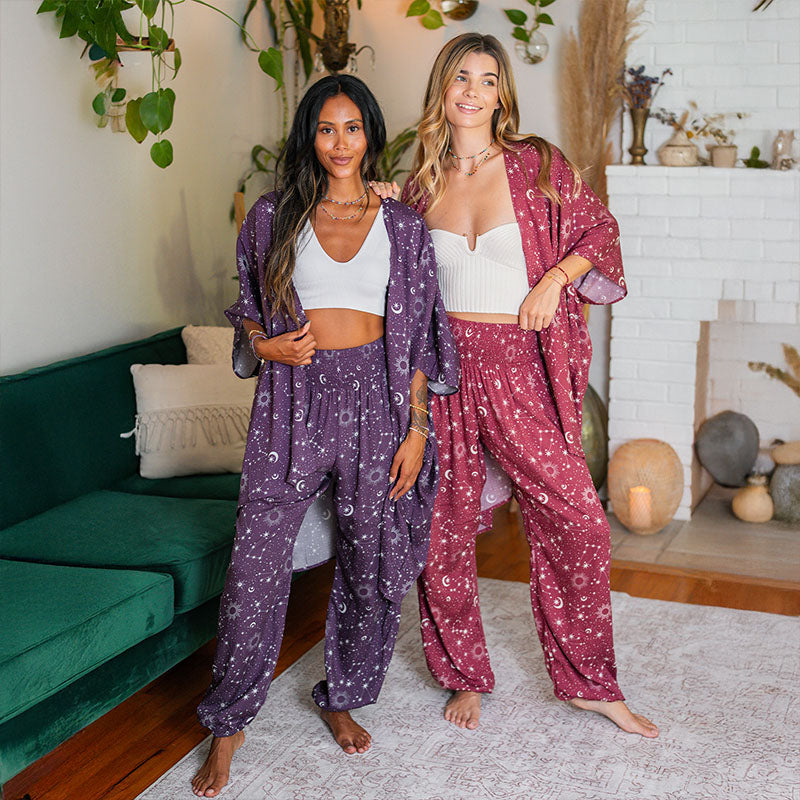 Cranberry Starry Night Kimono
