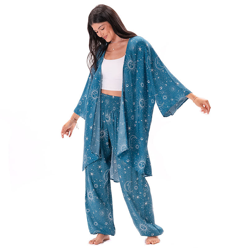 Turquoise Cosmic Sky Harem Pants
