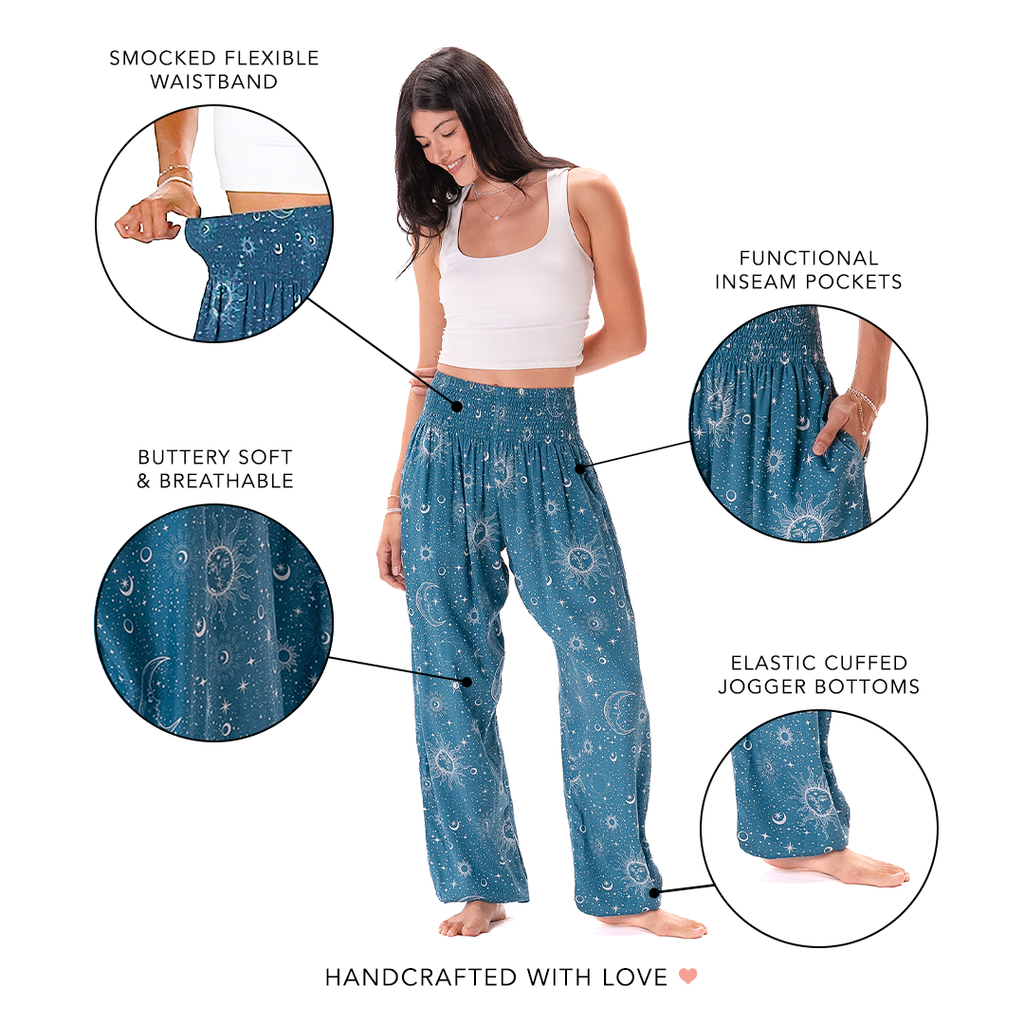 Turquoise Cosmic Sky Harem Pants