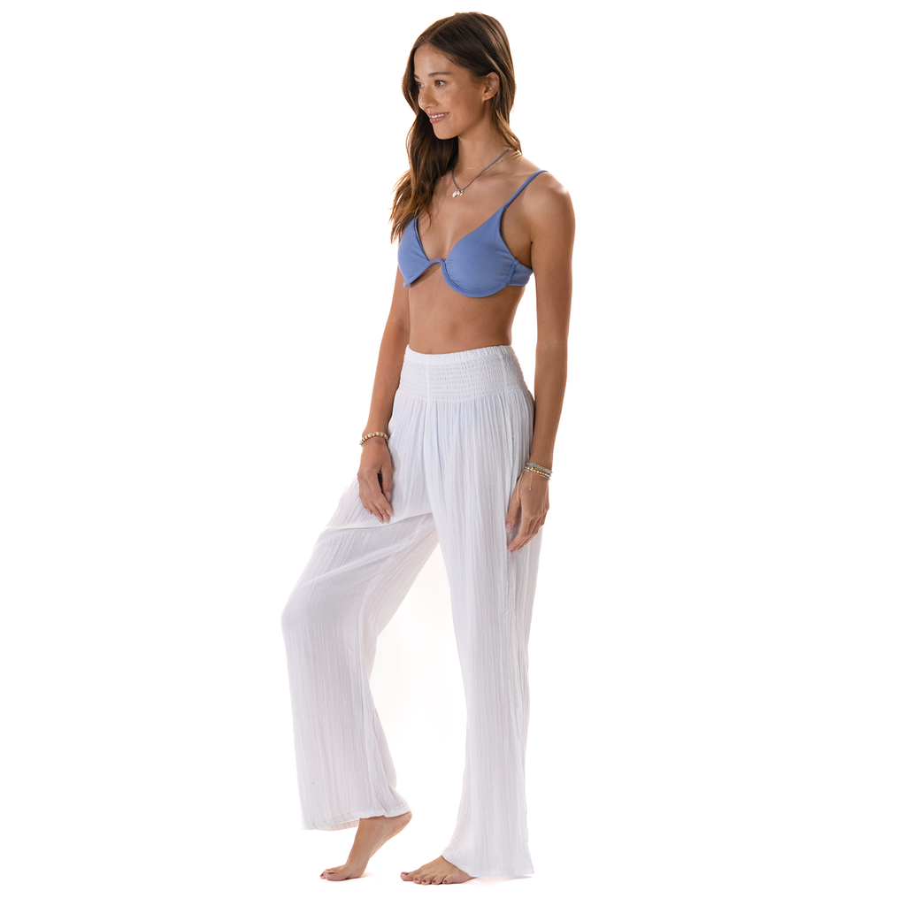 White Wide Leg Beach Cotton Pants