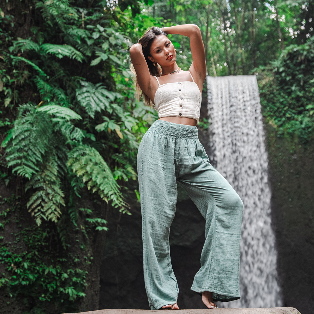 Mystery Wide Leg Cotton Pants
