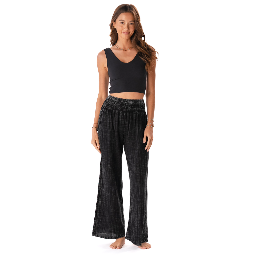 Vintage Black Wide Leg Cotton Pants