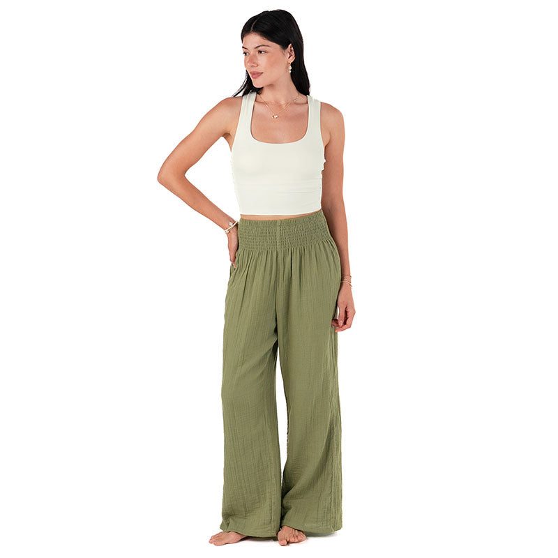 Seagrass Wide Leg Cotton Pants