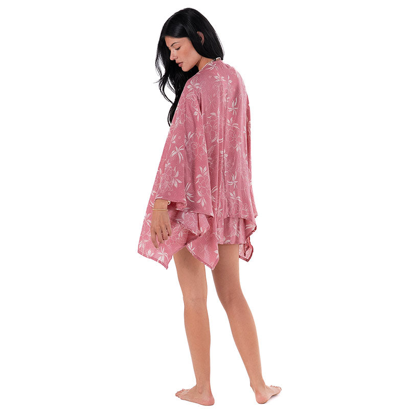 Coral Bloom Butterfly Kimono