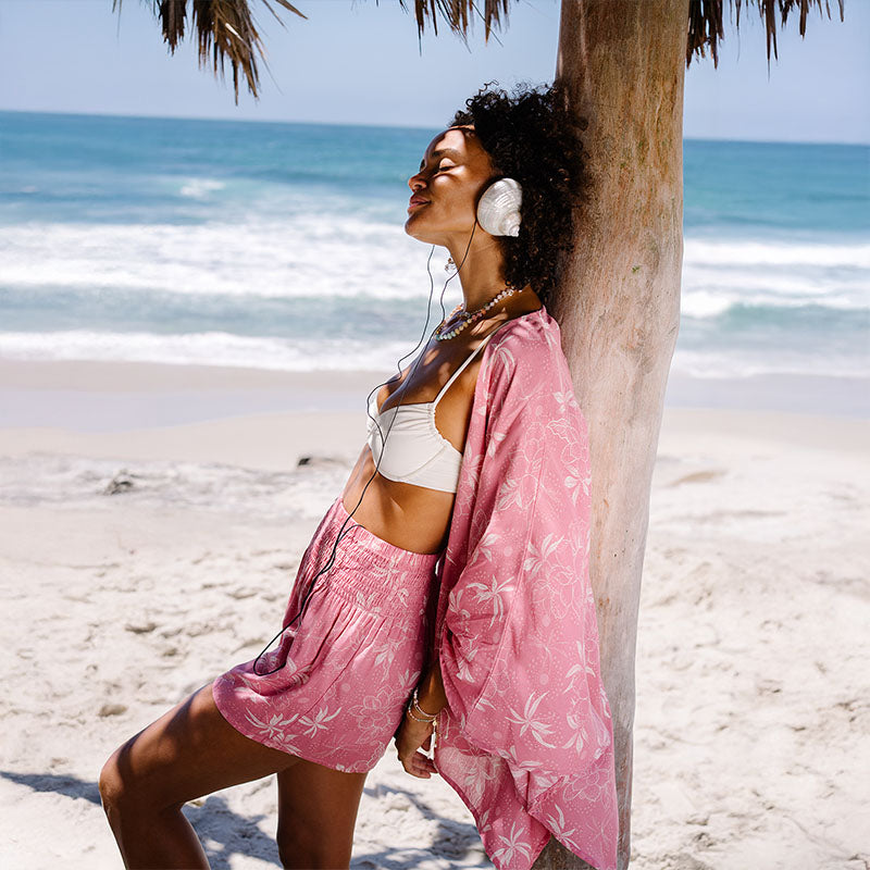 Coral Bloom Shorts Lounge Set
