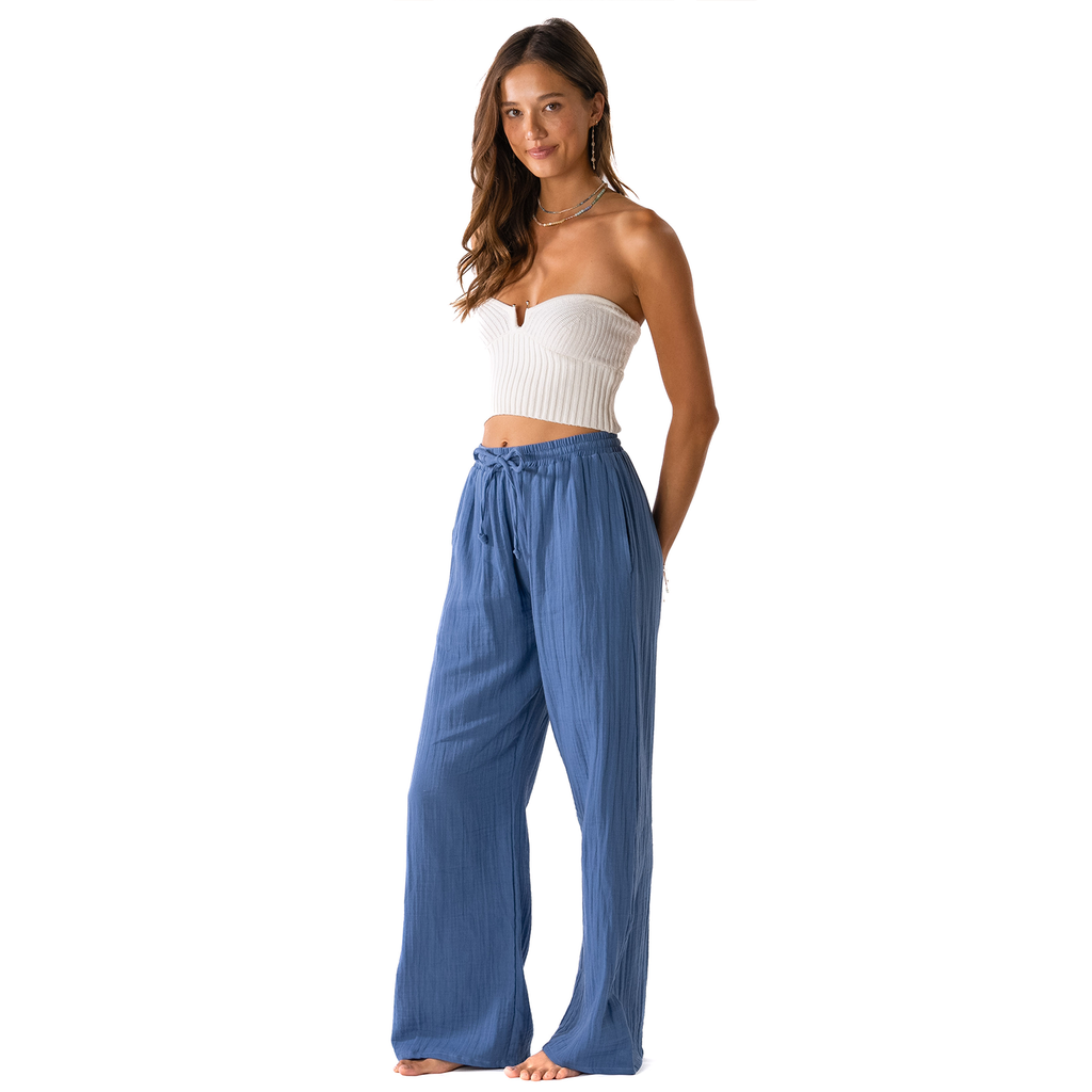 Ocean Blue Cotton Cabana Pants
