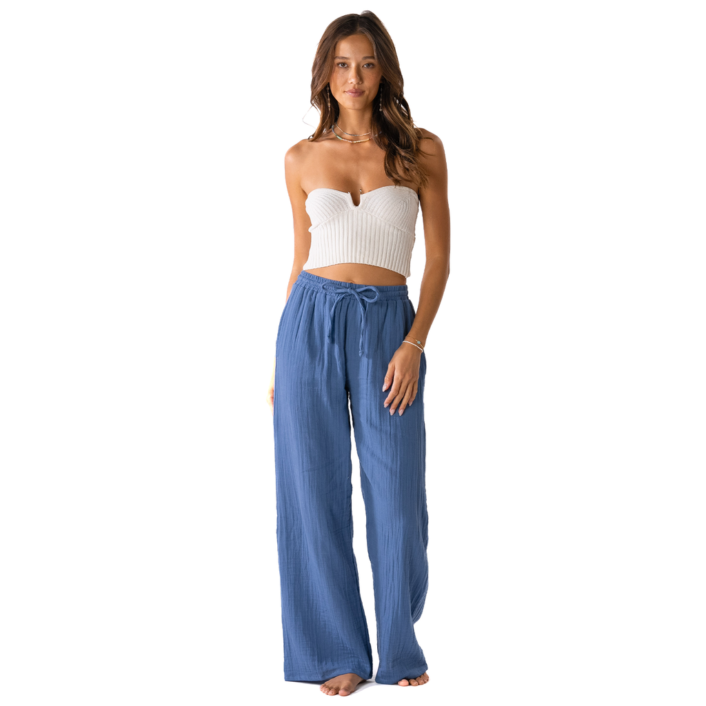 Ocean Blue Cotton Cabana Pants