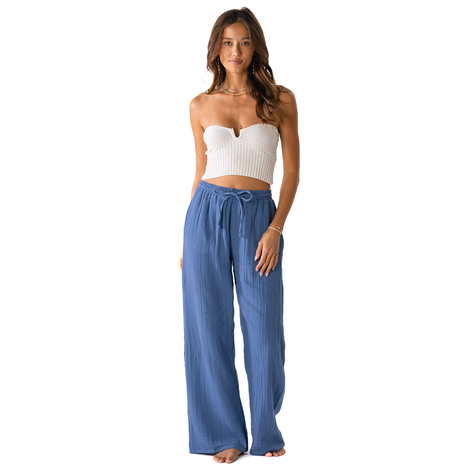 Ocean Blue Cotton Cabana Pants