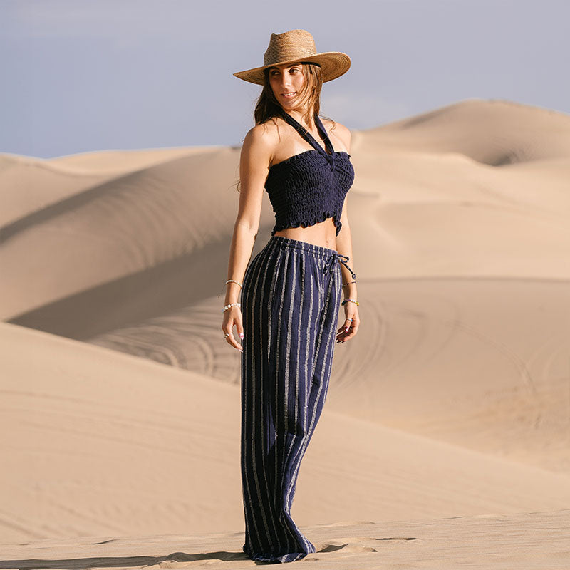 Navy Sailor Stripe Cotton Cabana Pants