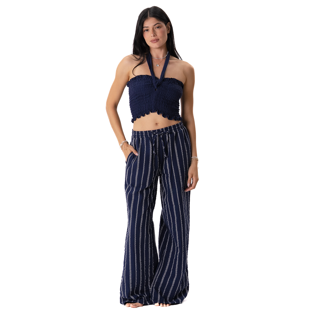 Navy Sailor Stripe Cotton Cabana Pants