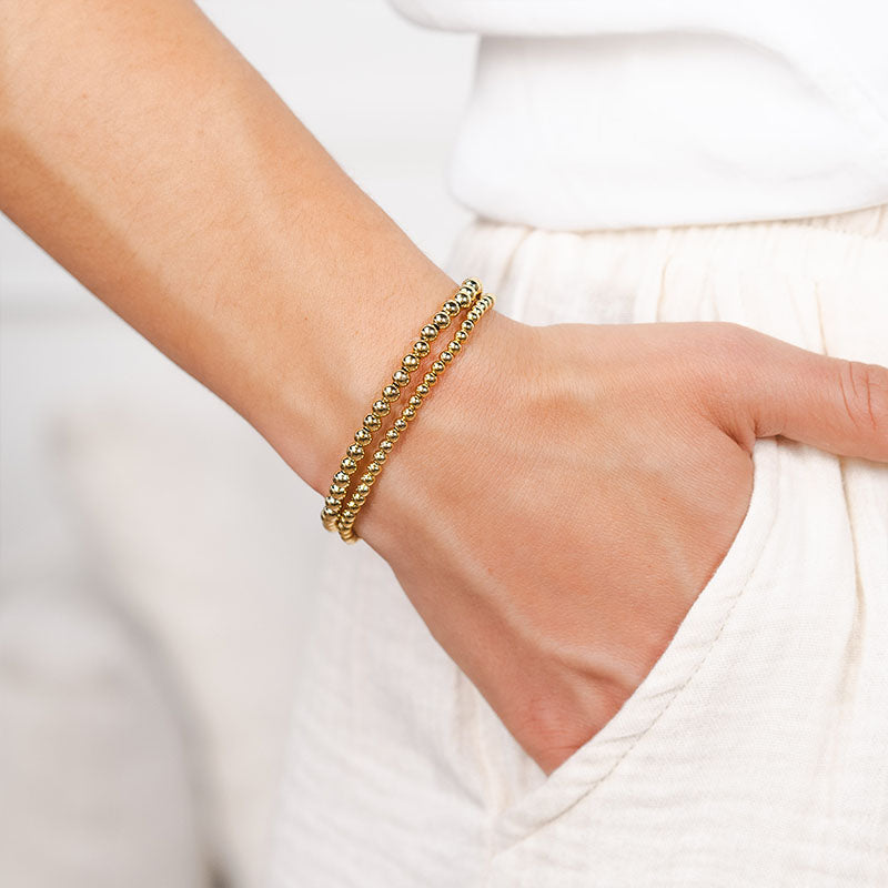 Gold 4mm Stretch Bead Bracelet