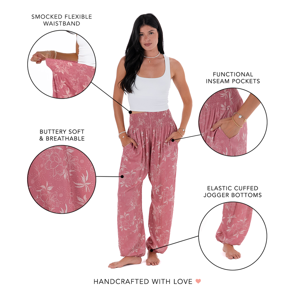 Coral Bloom Harem Pants