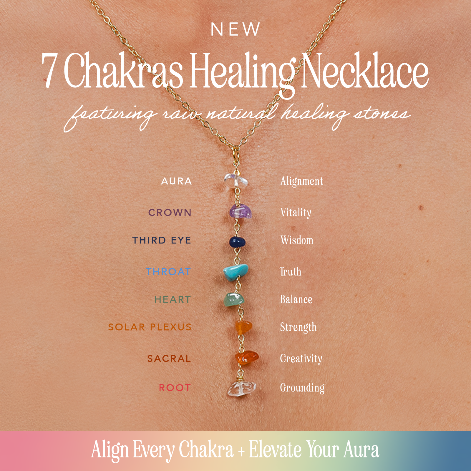 Divine Healer + 7 Chakra Raw Stone Necklace Stack