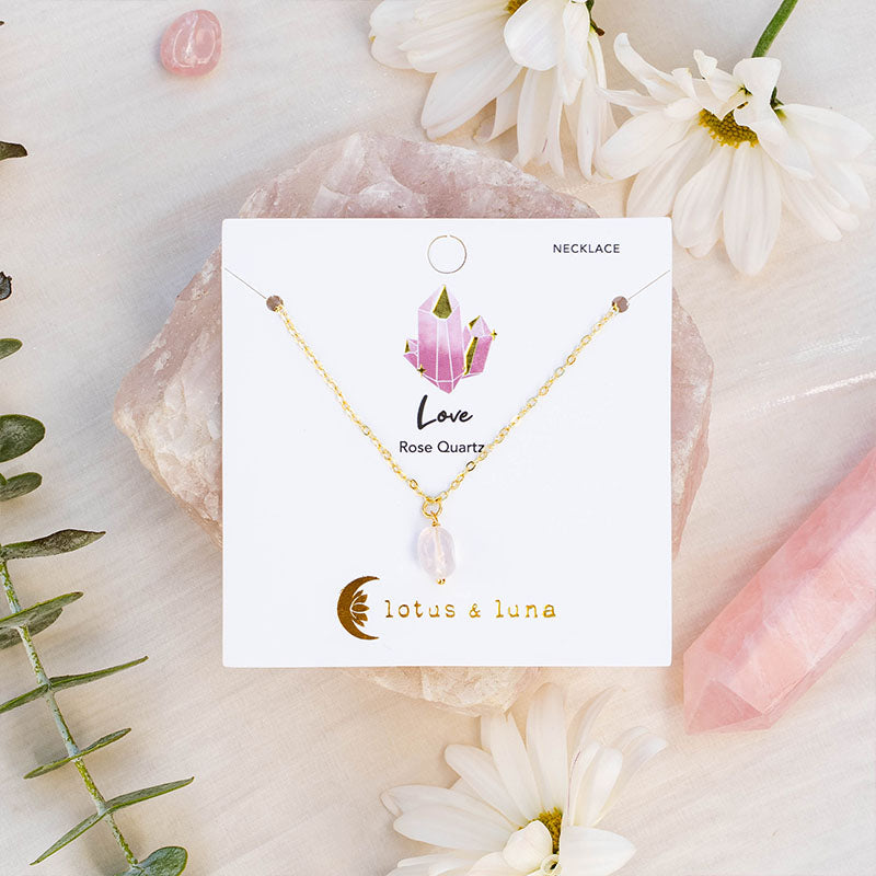 Rose Quartz Drop Necklace