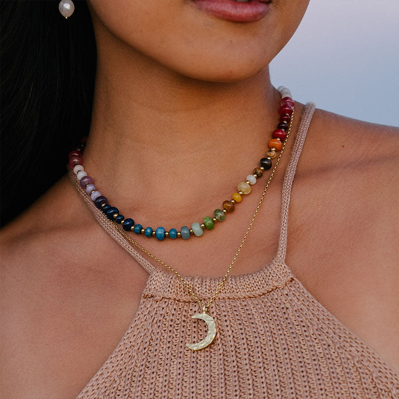 Golden Spirit Crescent Necklace