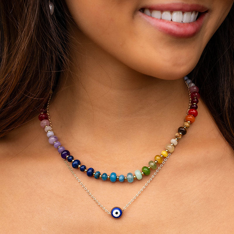 Gold Evil Eye Charm Necklace