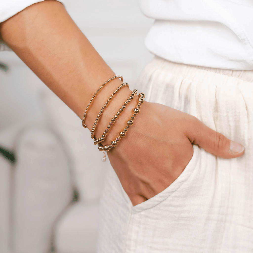 Gold Mixed Stretch Bead Bracelet